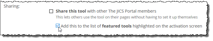 Add this to the list of featured tools... checkbox