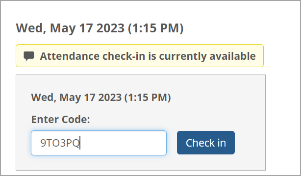 Manually enter code in Enter Code field on Attendance screen.