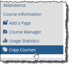 Copy Courses link in left sidebar