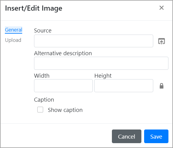 ​Insert/Edit Image​​ pop-up window