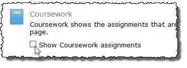 Show Coursework assignments checkbox