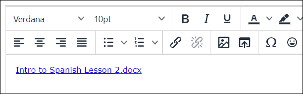 Link to selected file appears in the text editor screen.