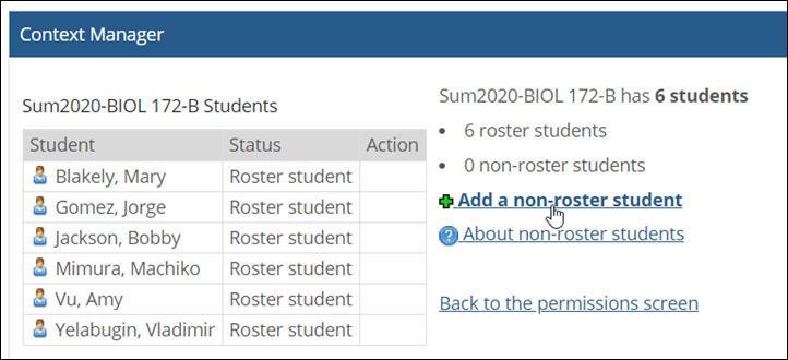 Add a non-roster student link