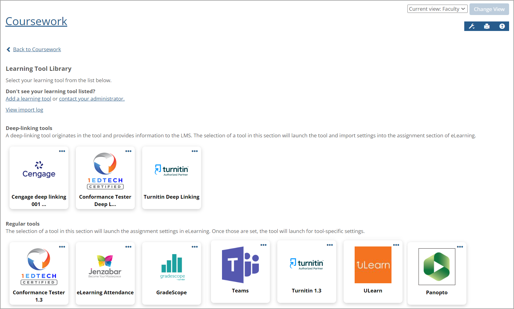 Learning Tools Library screen