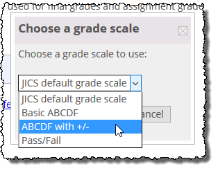 Choose a grade scale drop-down list