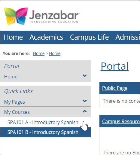 Select the appropriate course section in the sidebar.