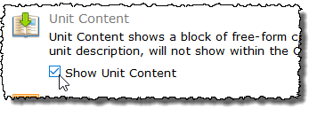 Show Unit Content checkbox