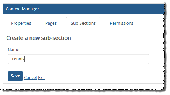 Create a new subsection screen