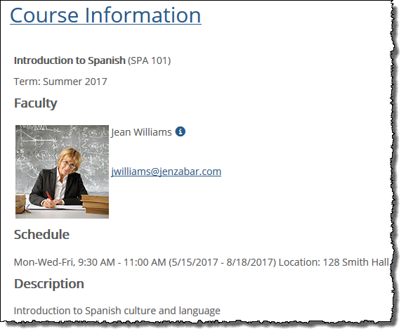 Course Information page