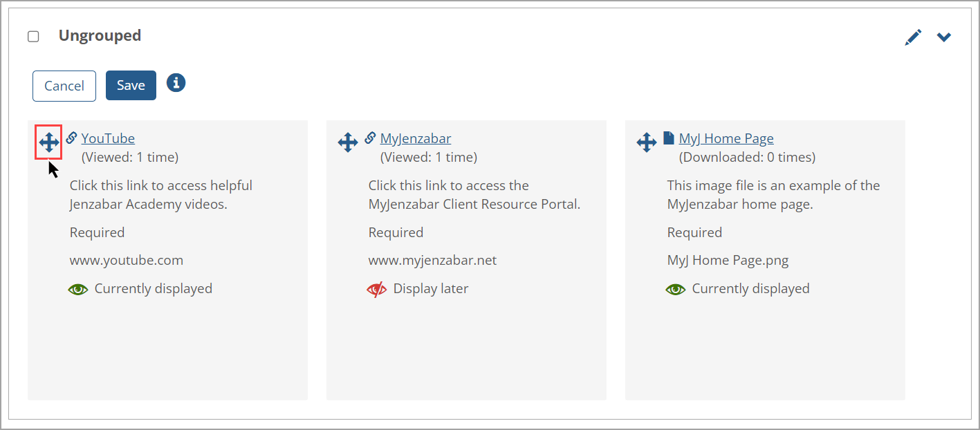 Reorder arrows icon on Card View