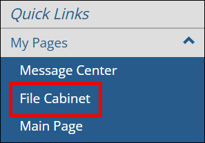 File Cabinet link on sidebar