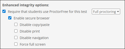 Selecting Enable secure browse option triggers other options to display.