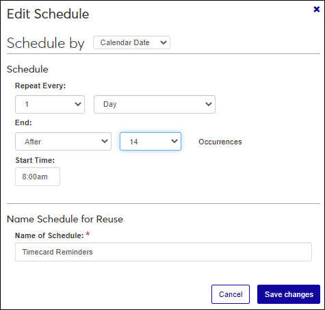 Edit Schedule pop-up.