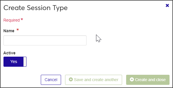 Create Session Type window
