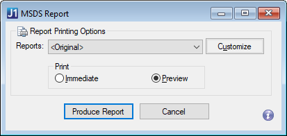 Desktop MSDS Report window.
