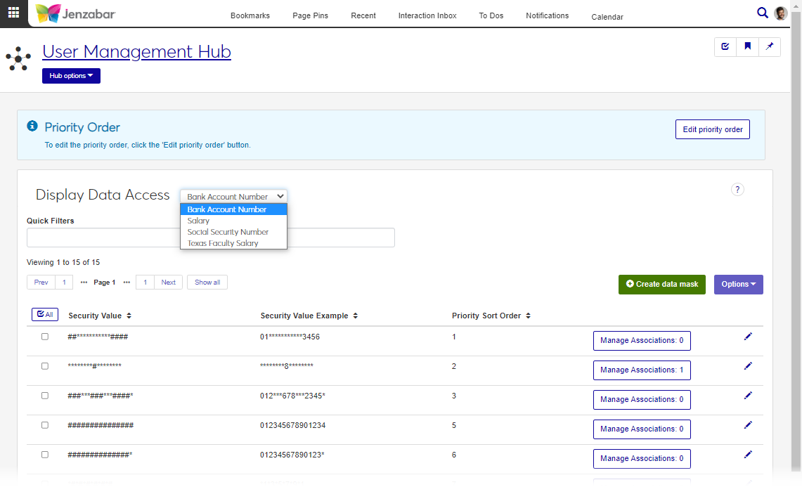 Display Data Access page.