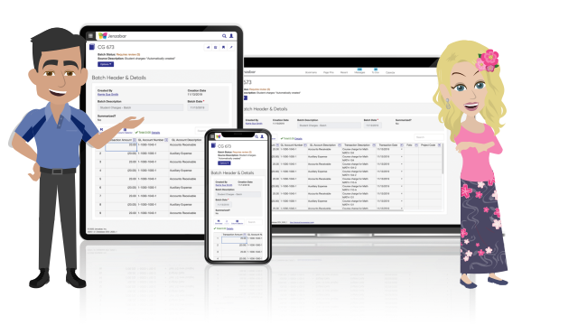 Jenzabar One Web finance feature preview.