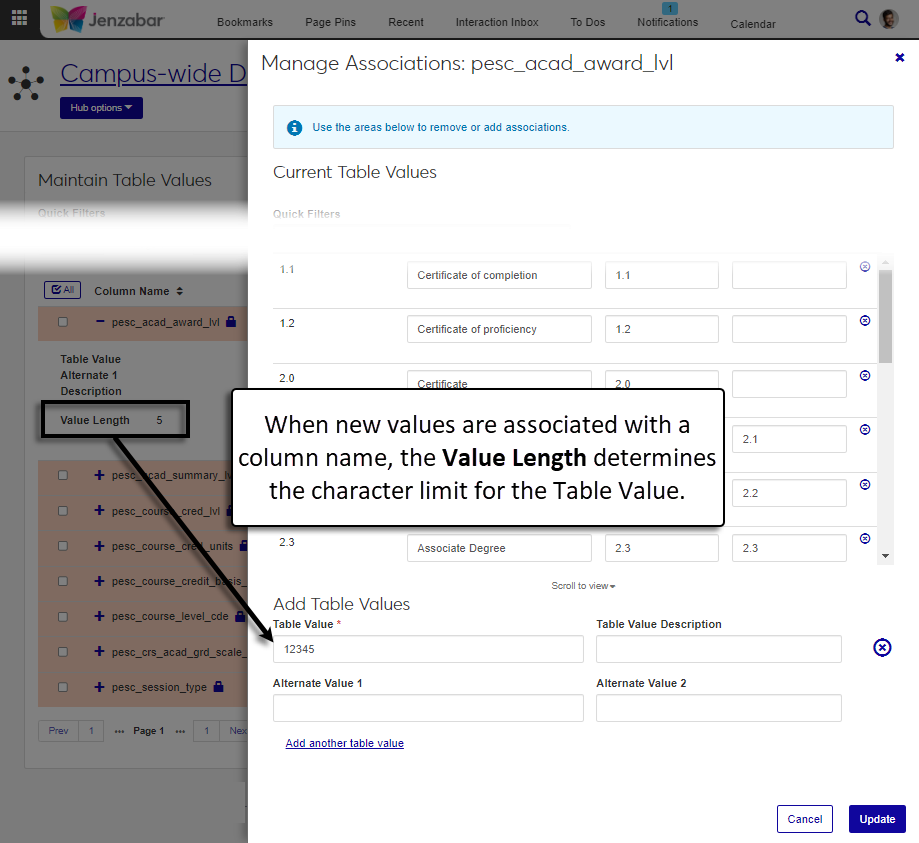 Manage Associations pop-up.