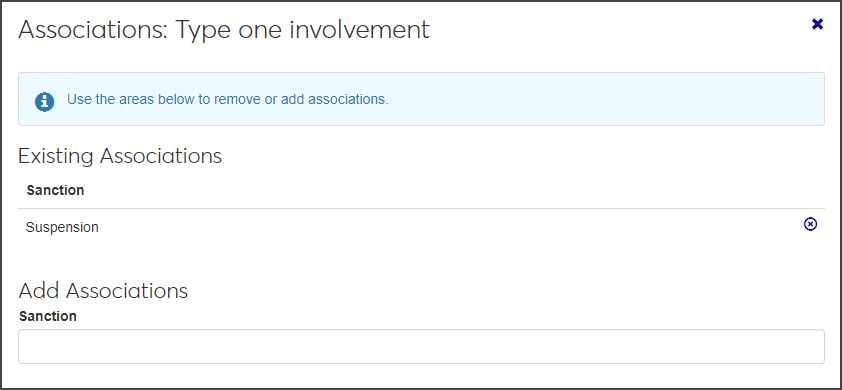 Vehicle Violation Type Definitions > Associations drawer