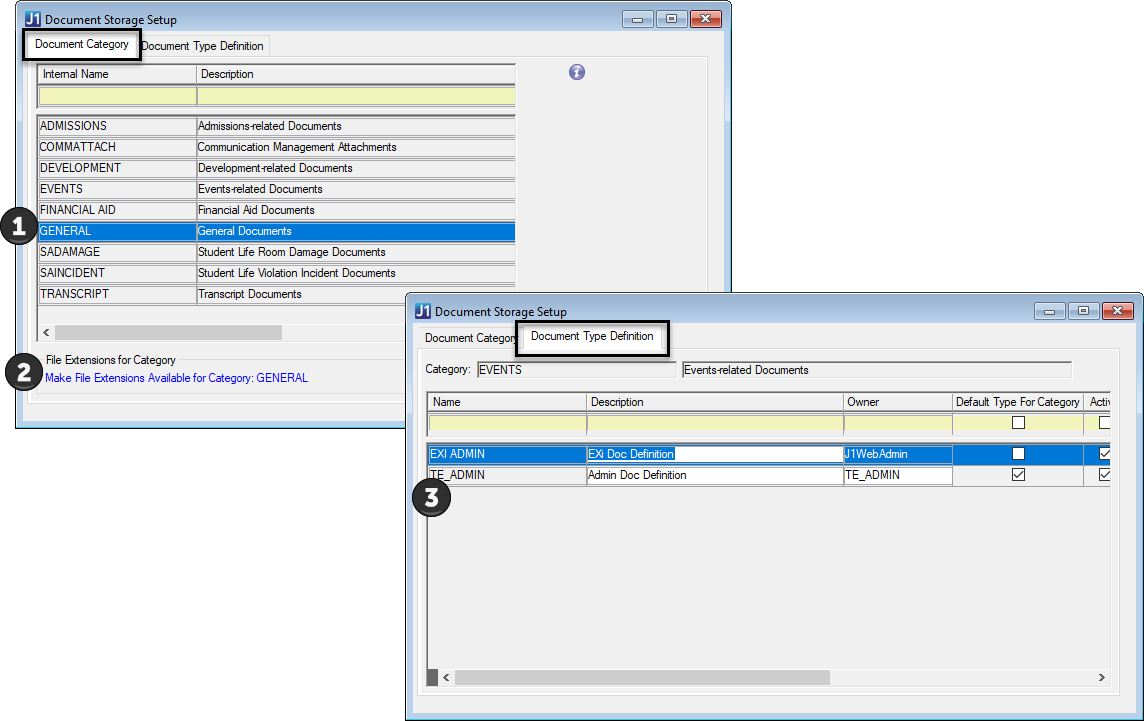 J1 Desktop Document Storage Setup Window.