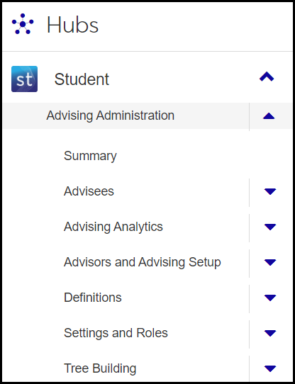 Advising Administration in the Navigation Panel
