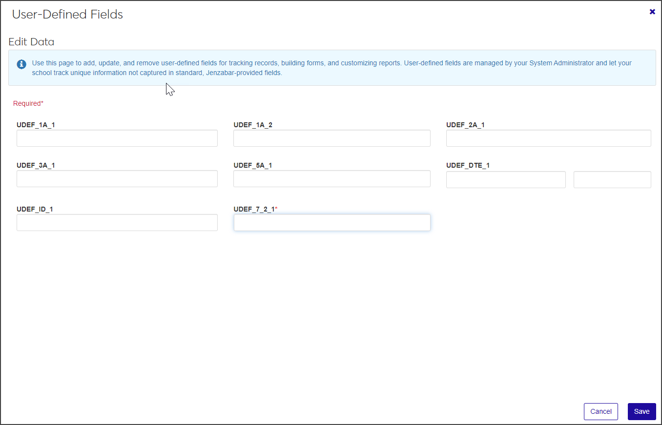 User-Defined Fields drawer