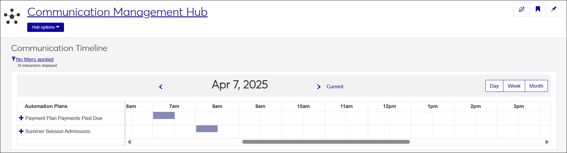 Communications, Communication Timeline screenshot