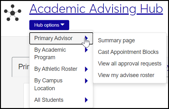 Academic Advising in the Navigation Panel