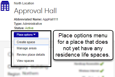 Student Housing - Create Space option selected