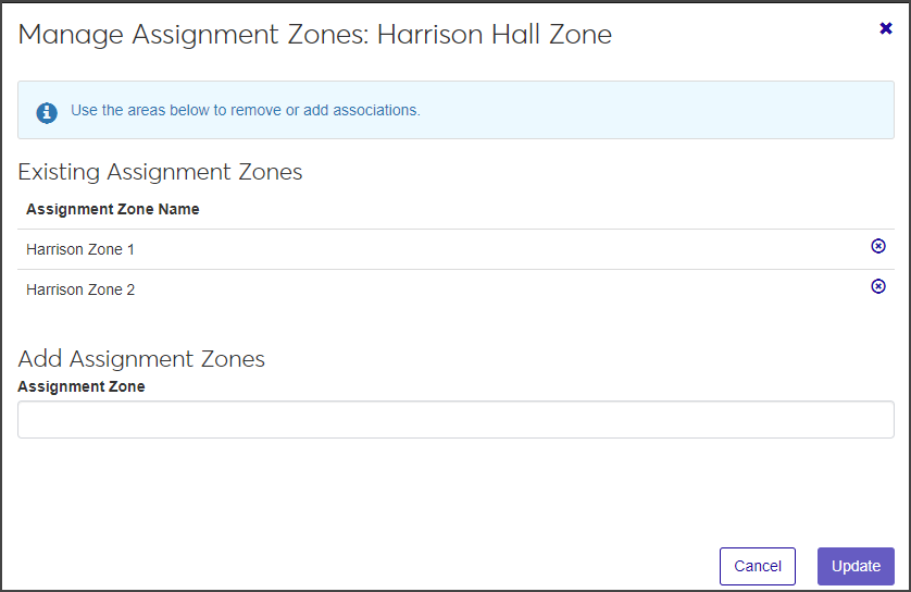 Manage Assignment Zones drawer