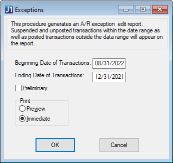 Desktop Exceptions window.