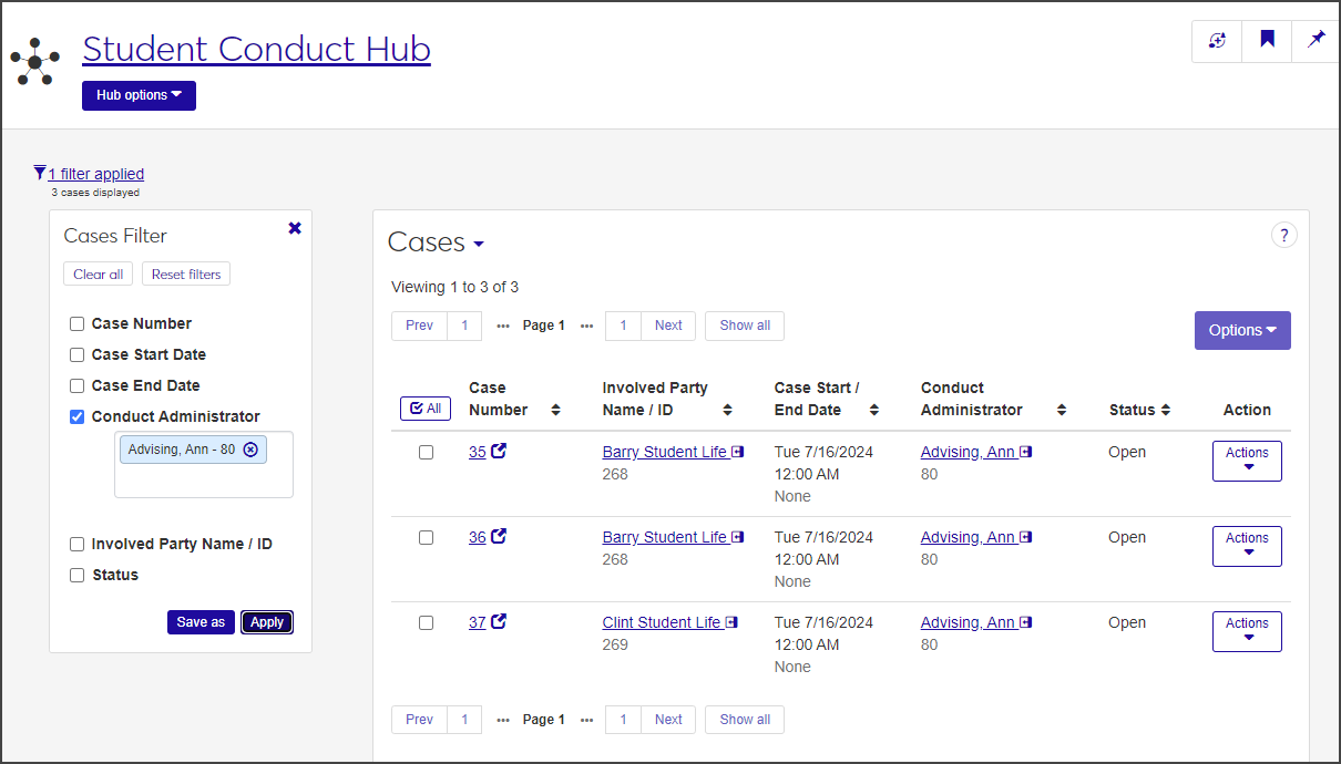 Case Management page