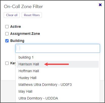 On-Call Zone Filter