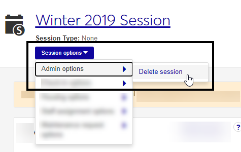 Residence Life Administration Hub - Delete session from Session options drop-down