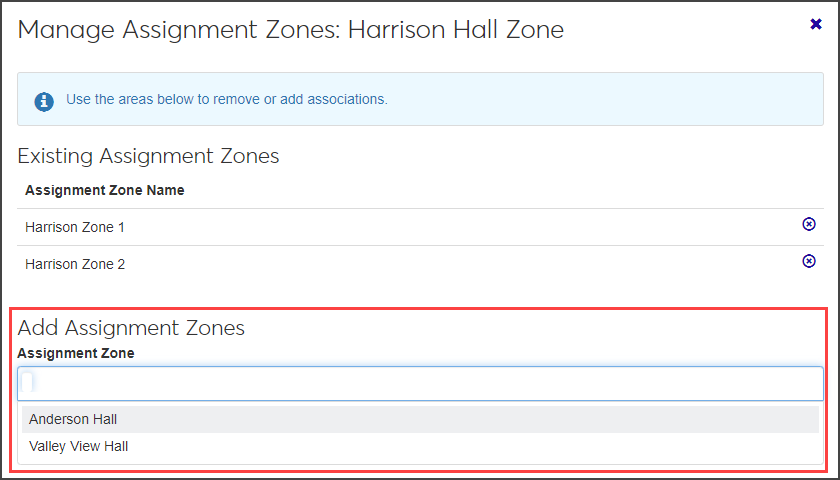 Add Assignment Zones field