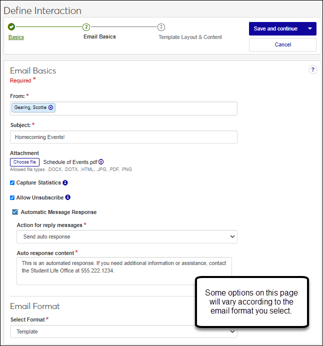 Define Interaction wizard, email basics.