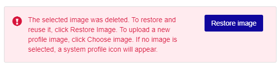 Restore Image message.