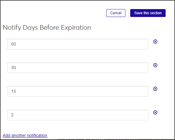 Student Health Settings page - edit fields