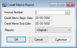 Desktop Credit Memo Report window.