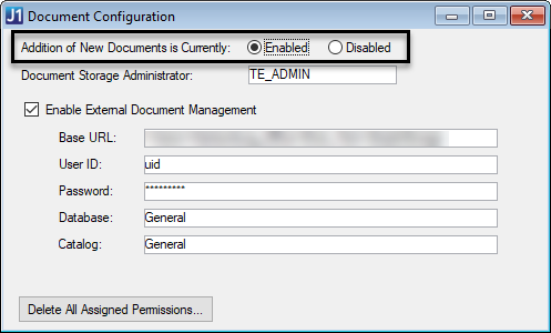 J1 Desktop Document Configuration window.