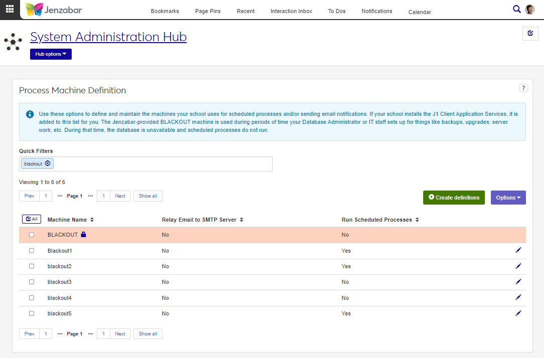 Process Machine Definition page.