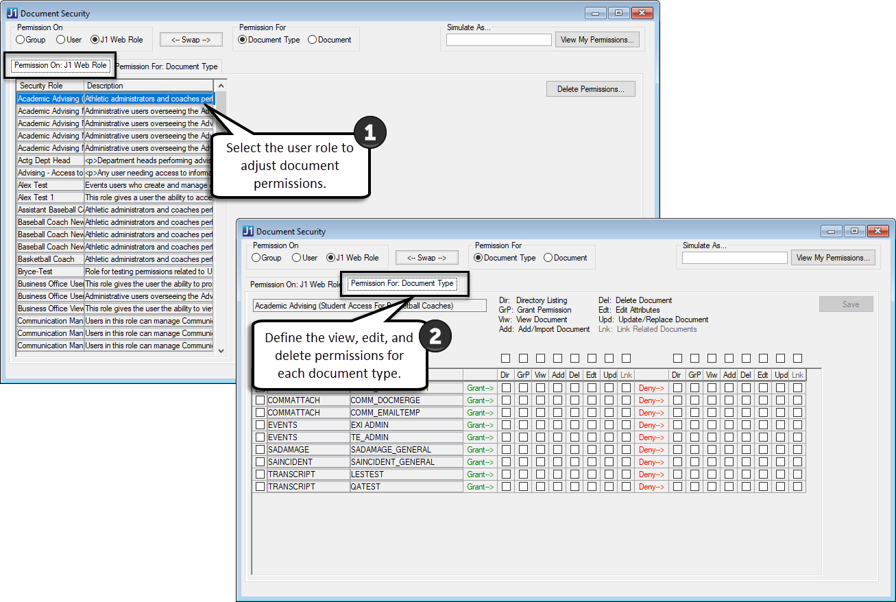 J1 Desktop Document Security Window.