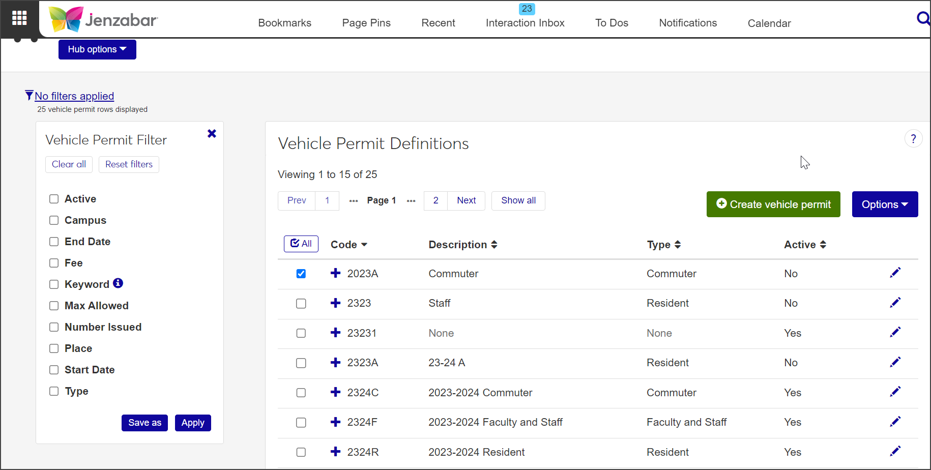 Vehicle Permit Definitions page